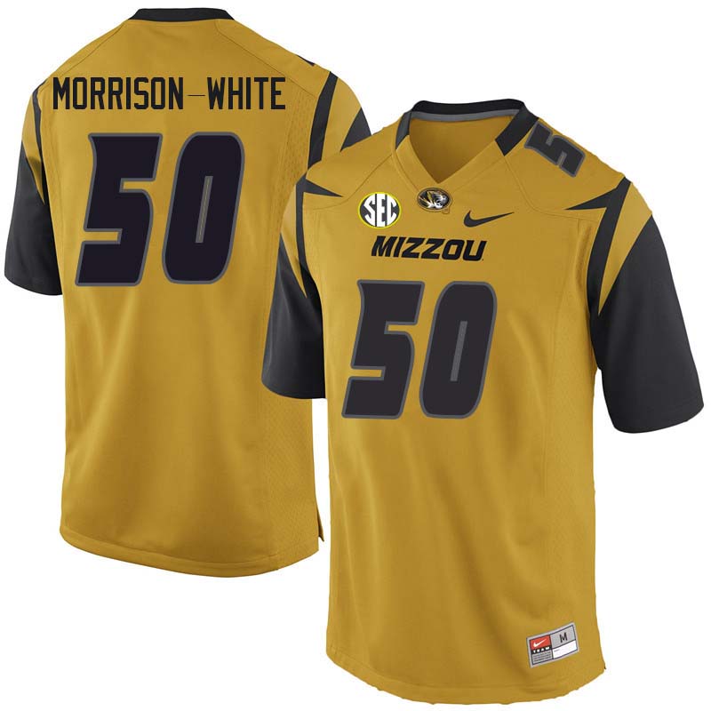 Men #50 Hyrin Morrison-White Missouri Tigers College Football Jerseys Sale-Yellow - Click Image to Close